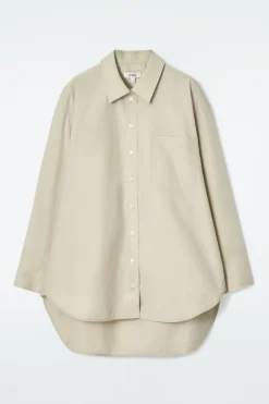 COS OVERSIZED CURVED-HEM SHIRT-Women Shirts & Blouses | Tops