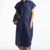 COS OVERSIZED DENIM MIDI SHIRT DRESS-Women Dresses & Jumpsuits