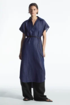 COS OVERSIZED DENIM MIDI SHIRT DRESS-Women Dresses & Jumpsuits