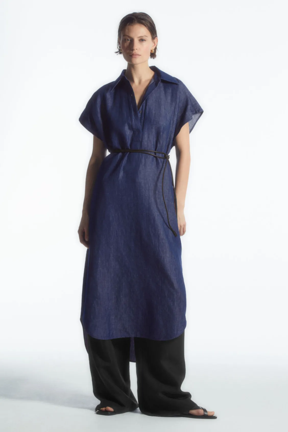 COS OVERSIZED DENIM MIDI SHIRT DRESS-Women Dresses & Jumpsuits