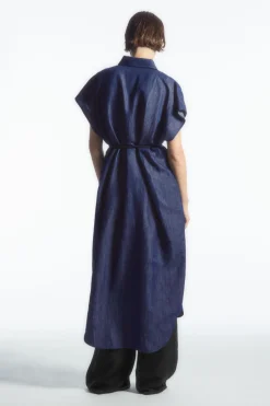 COS OVERSIZED DENIM MIDI SHIRT DRESS-Women Dresses & Jumpsuits