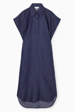 COS OVERSIZED DENIM MIDI SHIRT DRESS-Women Dresses & Jumpsuits