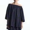 COS OVERSIZED DENIM OFF-THE-SHOULDER BLOUSE-Women Shirts & Blouses | Tops