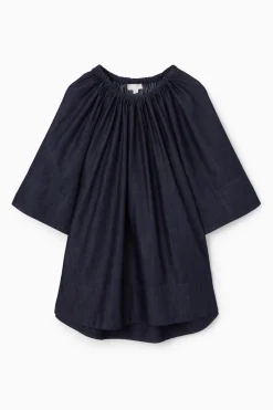 COS OVERSIZED DENIM OFF-THE-SHOULDER BLOUSE-Women Shirts & Blouses | Tops