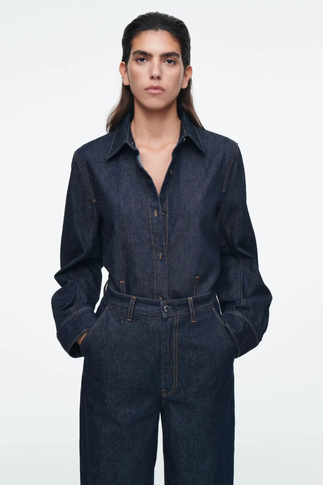 COS OVERSIZED DENIM SHIRT-Women Shirts & Blouses | Tops