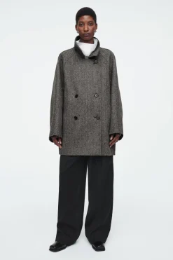 COS OVERSIZED DOUBLE-BREASTED WOOL PEA COAT-Women Coats & Jackets