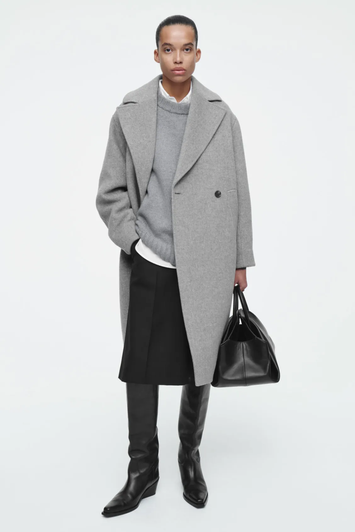 COS OVERSIZED DOUBLE-BREASTED WOOL COAT-Women Coats & Jackets