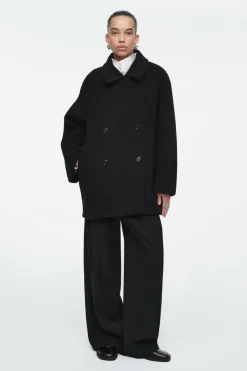 COS OVERSIZED DOUBLE-BREASTED WOOL PEA COAT-Women Coats & Jackets