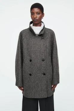 COS OVERSIZED DOUBLE-BREASTED WOOL PEA COAT-Women Coats & Jackets