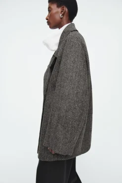 COS OVERSIZED DOUBLE-BREASTED WOOL PEA COAT-Women Coats & Jackets