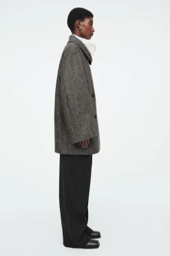 COS OVERSIZED DOUBLE-BREASTED WOOL PEA COAT-Women Coats & Jackets