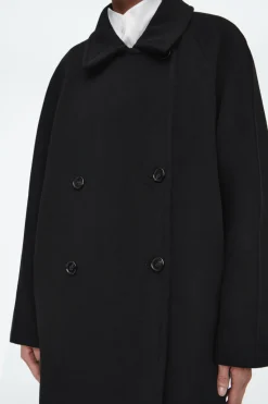 COS OVERSIZED DOUBLE-BREASTED WOOL PEA COAT-Women Coats & Jackets