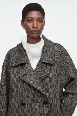 COS OVERSIZED DOUBLE-BREASTED WOOL PEA COAT-Women Coats & Jackets