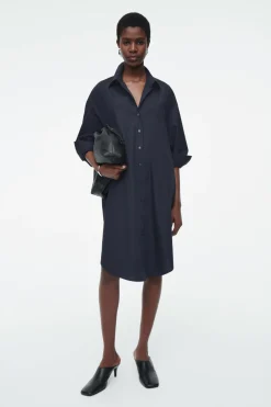 COS OVERSIZED DRAPED SHIRT DRESS-Women Dresses & Jumpsuits
