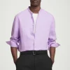 COS OVERSIZED GRANDAD-COLLAR LINEN SHIRT- Shirts