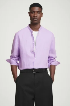 COS OVERSIZED GRANDAD-COLLAR LINEN SHIRT- Shirts