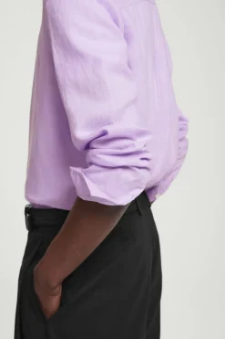 COS OVERSIZED GRANDAD-COLLAR LINEN SHIRT- Shirts