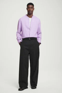 COS OVERSIZED GRANDAD-COLLAR LINEN SHIRT- Shirts