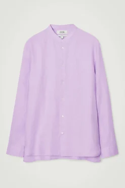 COS OVERSIZED GRANDAD-COLLAR LINEN SHIRT- Shirts