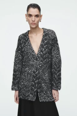 COS OVERSIZED HERRINGBONE MOHAIR-BLEND CARDIGAN-Women Sweaters & Cardigans