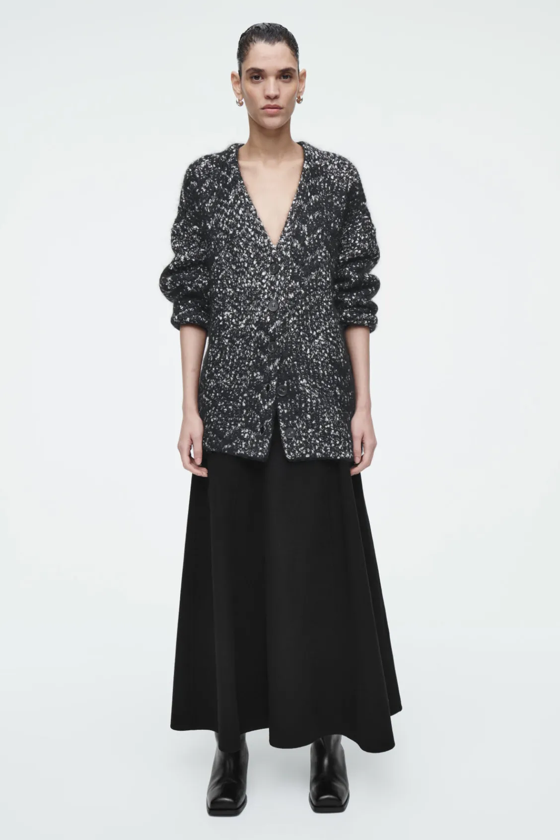 COS OVERSIZED HERRINGBONE MOHAIR-BLEND CARDIGAN-Women Sweaters & Cardigans