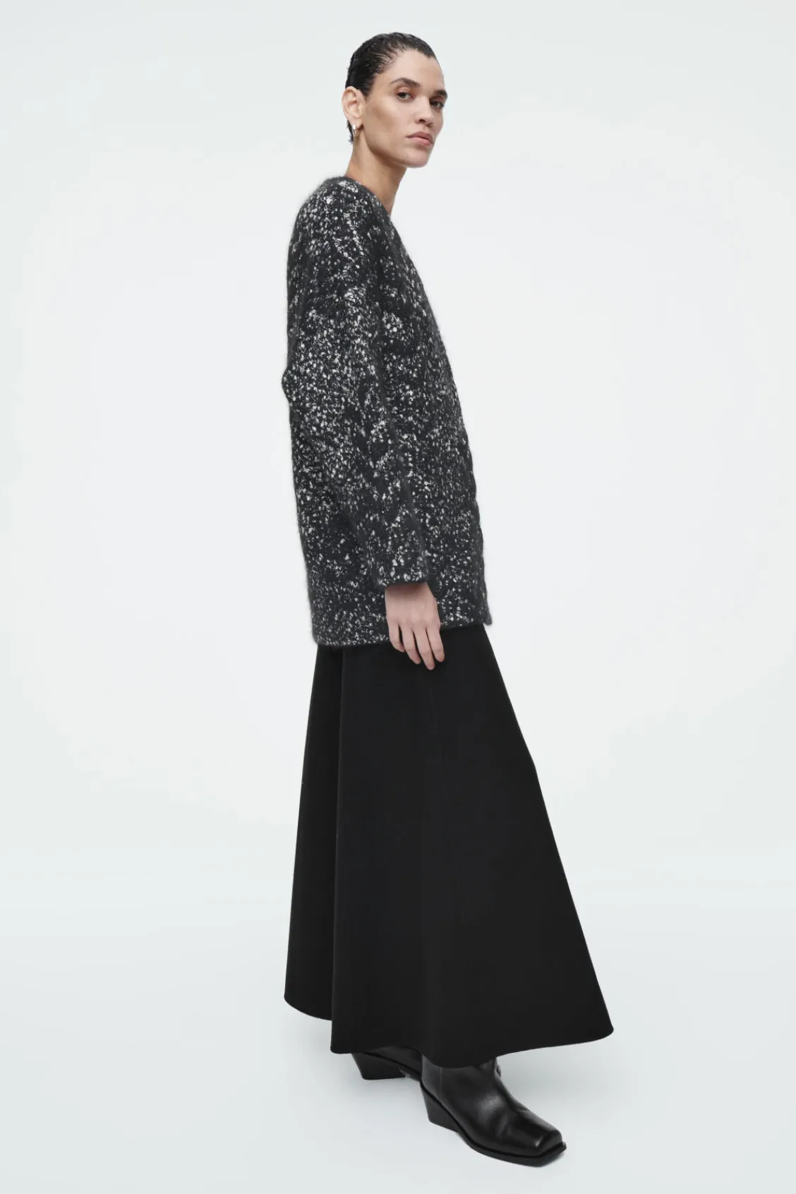COS OVERSIZED HERRINGBONE MOHAIR-BLEND CARDIGAN-Women Sweaters & Cardigans
