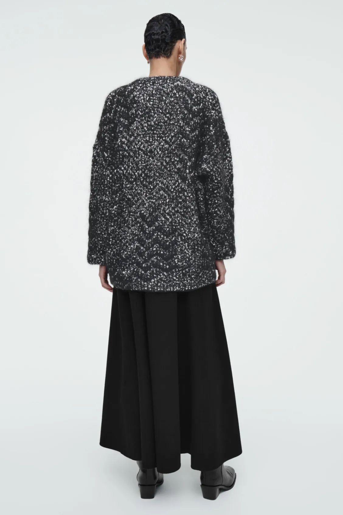 COS OVERSIZED HERRINGBONE MOHAIR-BLEND CARDIGAN-Women Sweaters & Cardigans