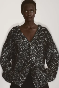 COS OVERSIZED HERRINGBONE MOHAIR-BLEND CARDIGAN-Women Sweaters & Cardigans
