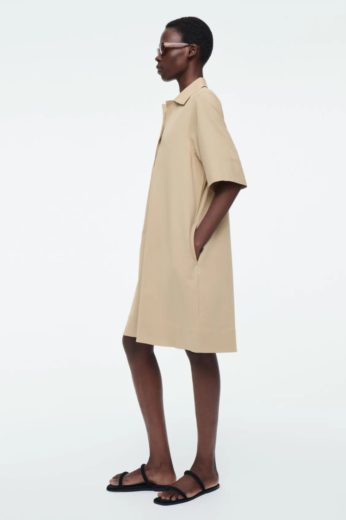 COS OVERSIZED OPEN-COLLAR SHIRT DRESS-Women Dresses & Jumpsuits