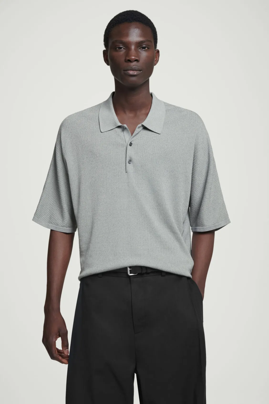 COS OVERSIZED RIBBED-KNIT POLO SHIRT- Polo Shirts | Sweaters & Cardigans