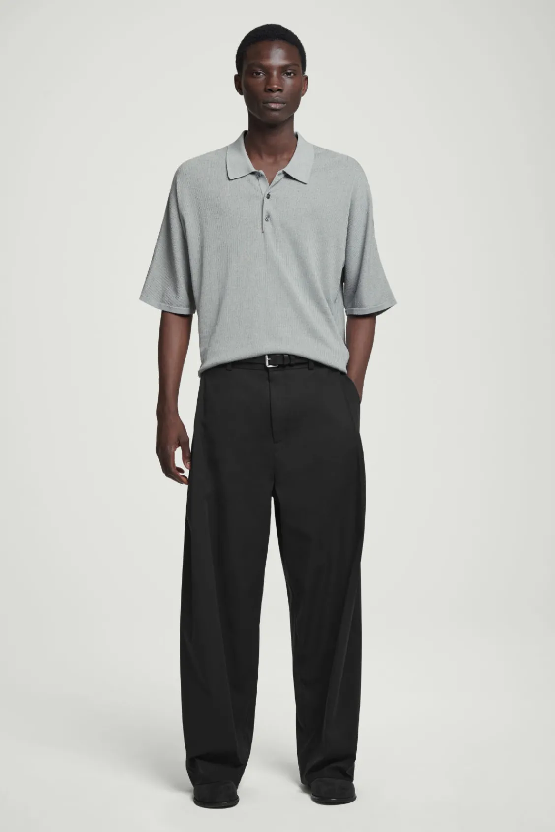 COS OVERSIZED RIBBED-KNIT POLO SHIRT- Polo Shirts | Sweaters & Cardigans
