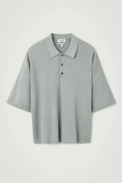 COS OVERSIZED RIBBED-KNIT POLO SHIRT- Polo Shirts | Sweaters & Cardigans