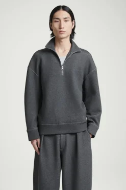COS OVERSIZED SCUBA-JERSEY HALF-ZIP SWEATSHIRT- Sweatshirts & Hoodies
