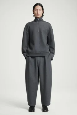 COS OVERSIZED SCUBA-JERSEY HALF-ZIP SWEATSHIRT- Sweatshirts & Hoodies