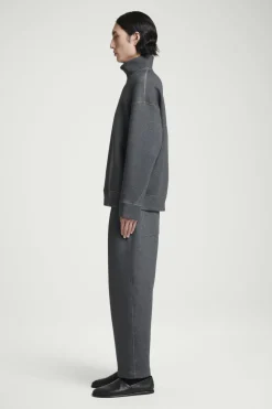 COS OVERSIZED SCUBA-JERSEY HALF-ZIP SWEATSHIRT- Sweatshirts & Hoodies