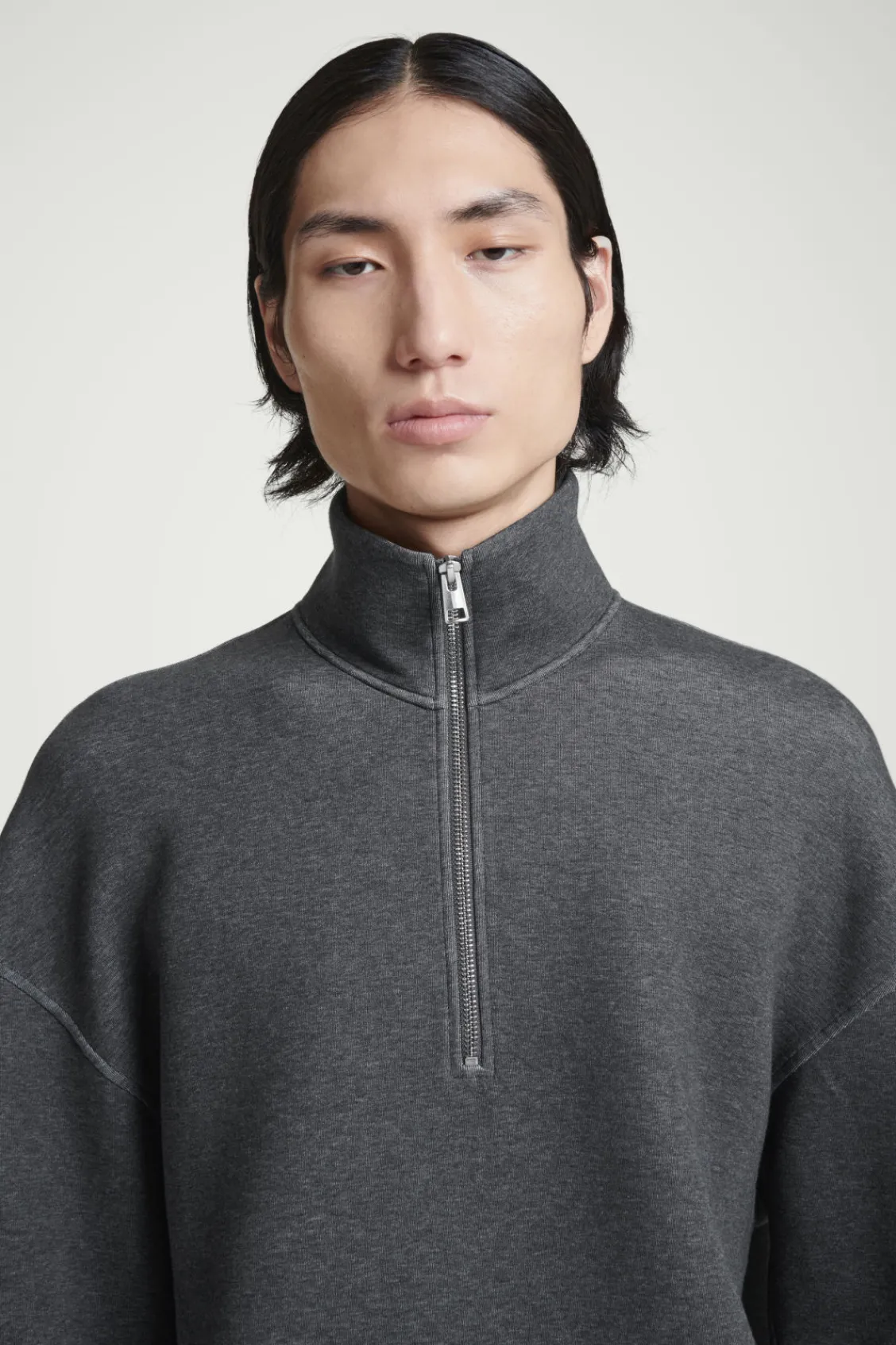 COS OVERSIZED SCUBA-JERSEY HALF-ZIP SWEATSHIRT- Sweatshirts & Hoodies