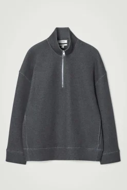 COS OVERSIZED SCUBA-JERSEY HALF-ZIP SWEATSHIRT- Sweatshirts & Hoodies