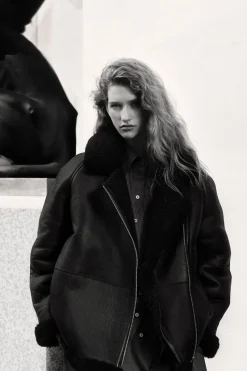 COS OVERSIZED SHEARLING AVIATOR JACKET-Women Coats & Jackets