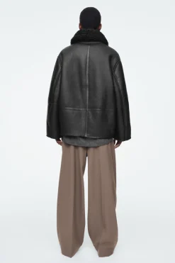 COS OVERSIZED SHEARLING AVIATOR JACKET-Women Coats & Jackets