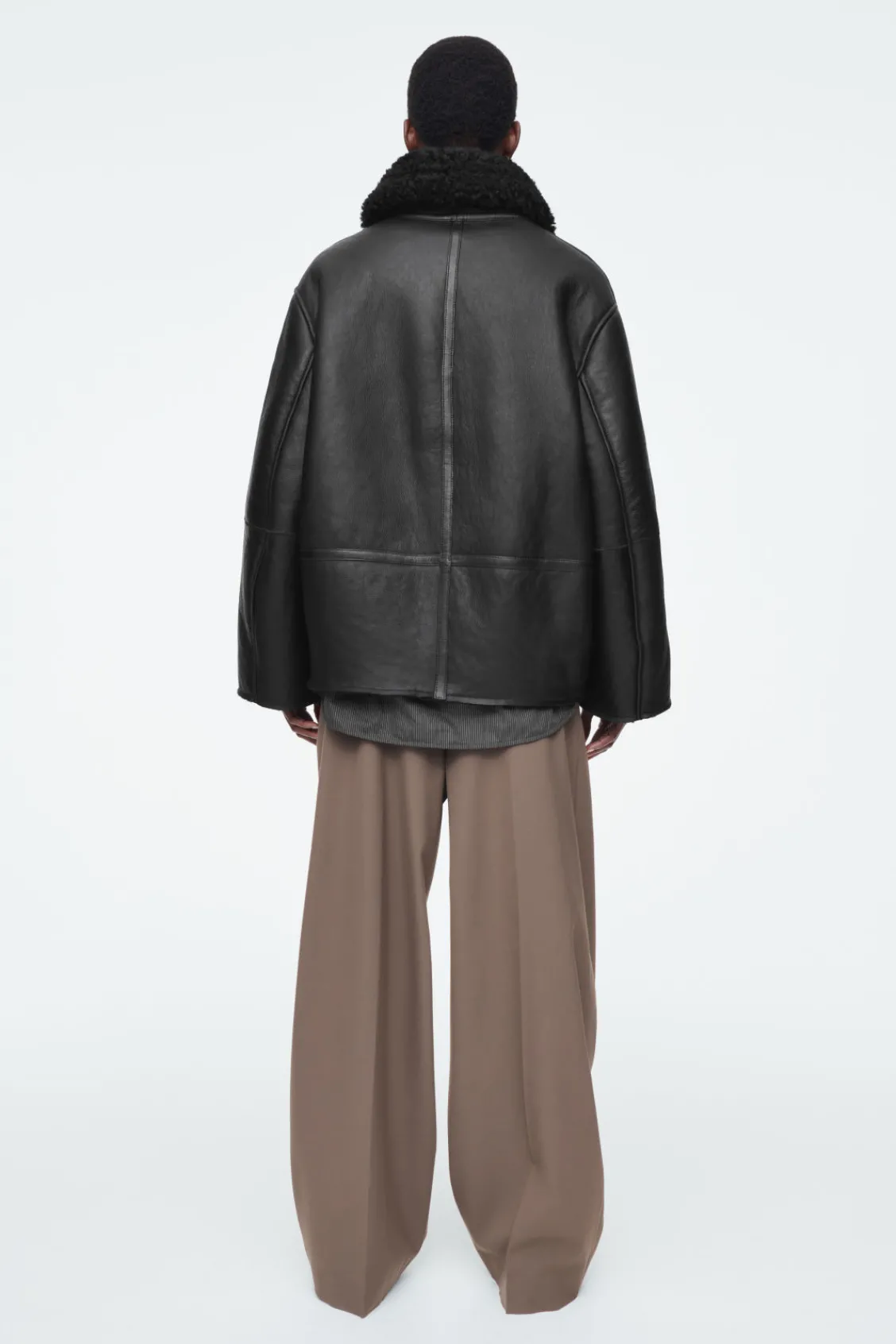 COS OVERSIZED SHEARLING AVIATOR JACKET-Women Coats & Jackets