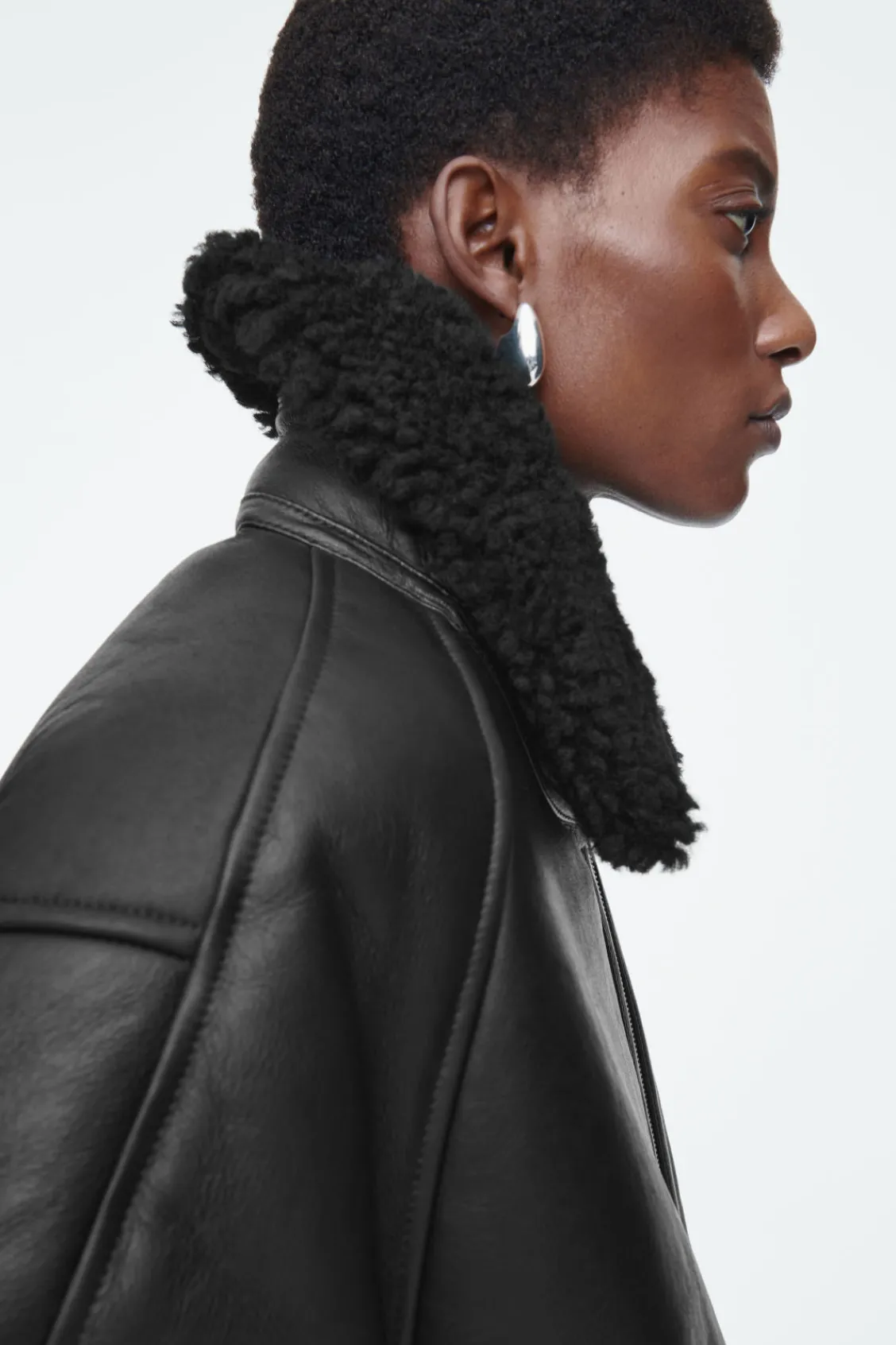 COS OVERSIZED SHEARLING AVIATOR JACKET-Women Coats & Jackets