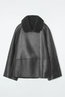 COS OVERSIZED SHEARLING AVIATOR JACKET-Women Coats & Jackets