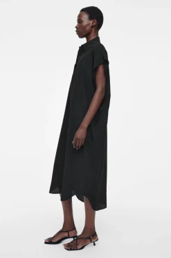 COS OVERSIZED SILK MIDI SHIRT DRESS-Women Dresses & Jumpsuits