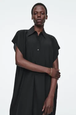 COS OVERSIZED SILK MIDI SHIRT DRESS-Women Dresses & Jumpsuits