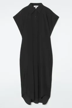 COS OVERSIZED SILK MIDI SHIRT DRESS-Women Dresses & Jumpsuits
