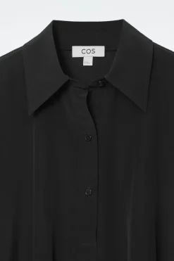 COS OVERSIZED SILK MIDI SHIRT DRESS-Women Dresses & Jumpsuits