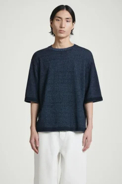COS OVERSIZED TWO-TONE KNITTED COTTON T-SHIRT- T-Shirts | Sweaters & Cardigans