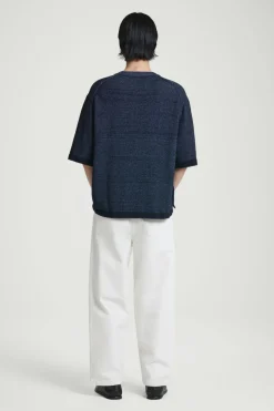 COS OVERSIZED TWO-TONE KNITTED COTTON T-SHIRT- T-Shirts | Sweaters & Cardigans