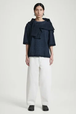COS OVERSIZED TWO-TONE KNITTED COTTON T-SHIRT- T-Shirts | Sweaters & Cardigans