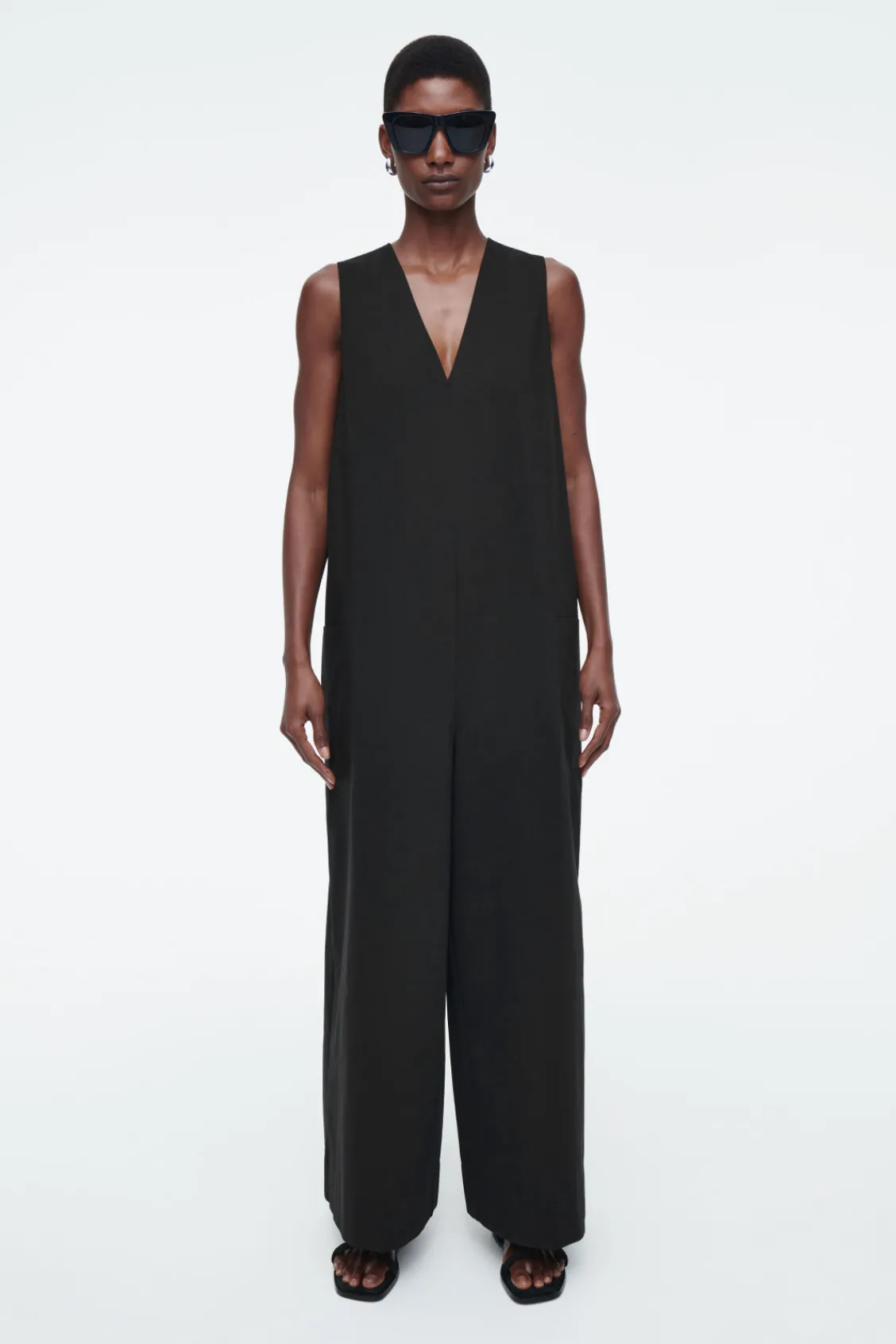 COS OVERSIZED V-NECK JUMPSUIT-Women Dresses & Jumpsuits | Pants